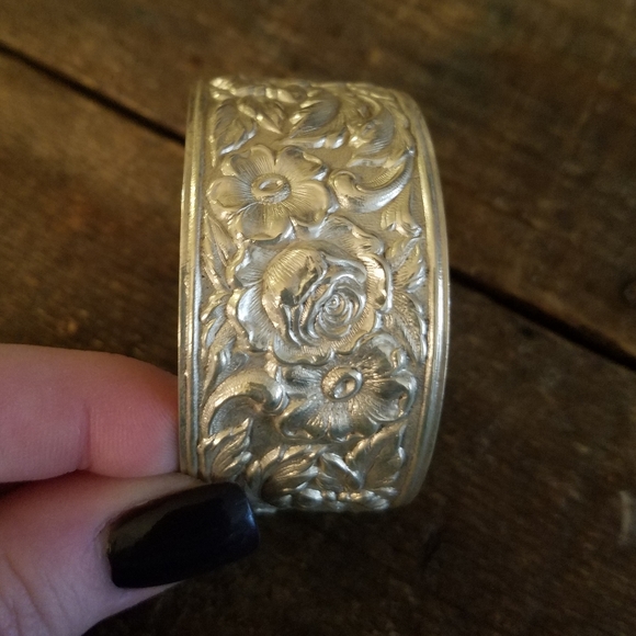 S. Kirk & Son Jewelry - Vintage S. Kirk & Son Sterling Silver Flower Cuff